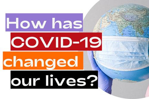 Image of the world with a mask around it and words overlaid saying 